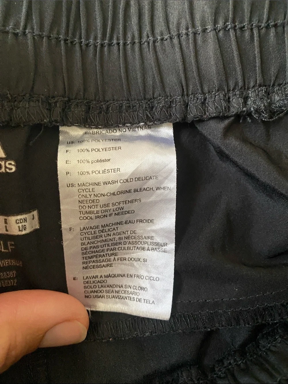 adidas Black Athletic Shorts with Elastic Smocked Waist